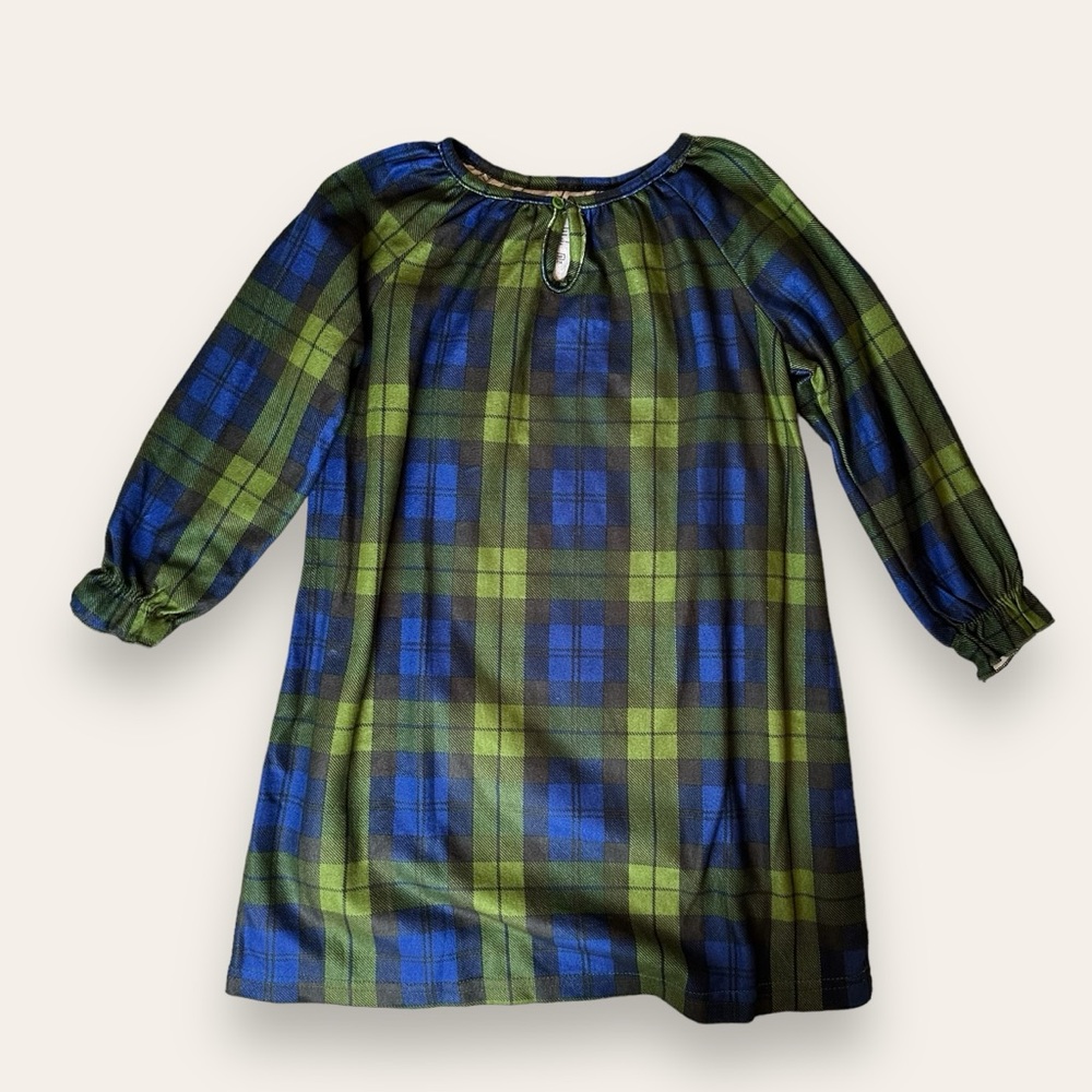 NWOT Tahari toddler girl 3T long sleeve green plaided nightgown pajama